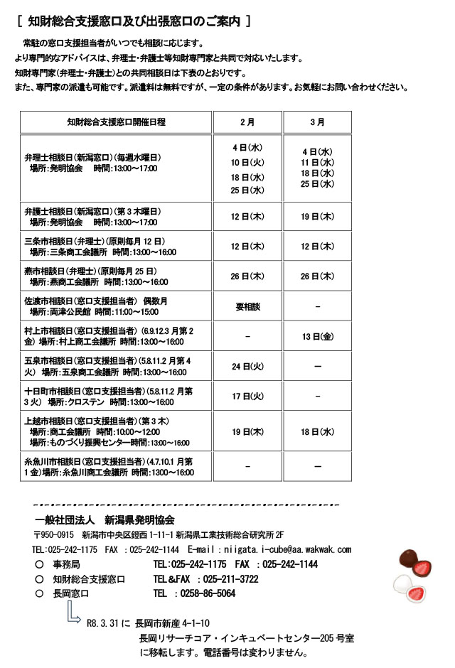 新潟県発明協会からのお知らせ