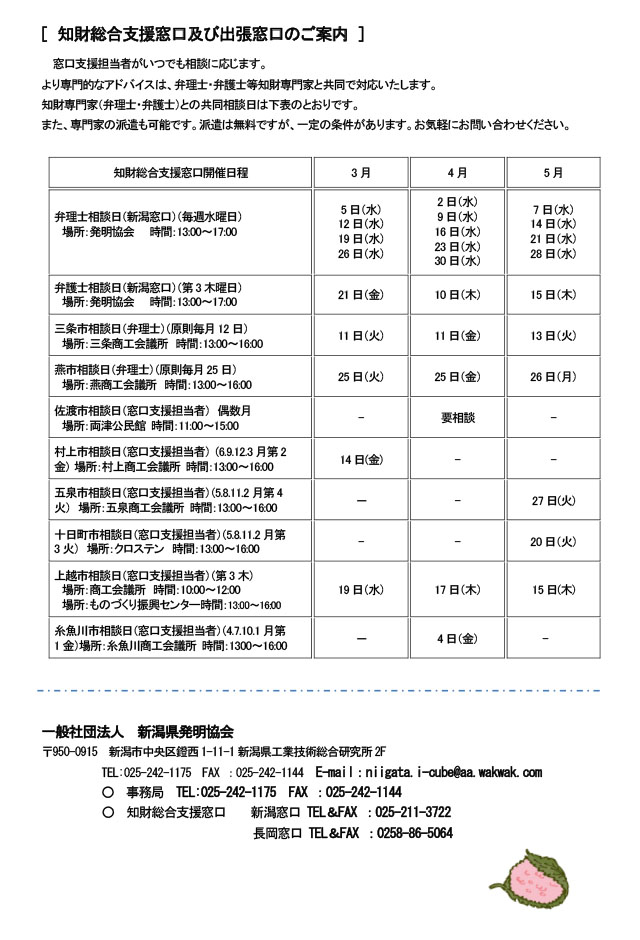 新潟県発明協会からのお知らせ