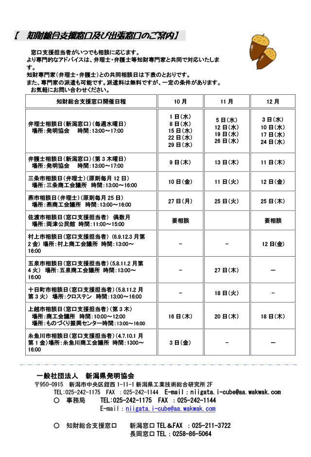 新潟県発明協会からのお知らせ