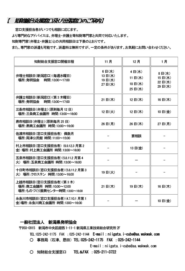 新潟県発明協会からのお知らせ